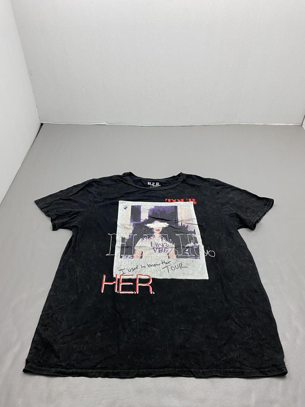 H.E.R. Shirt Mens L Black Tour Graphic Concert T-Shirt Tagless Cotton Poly